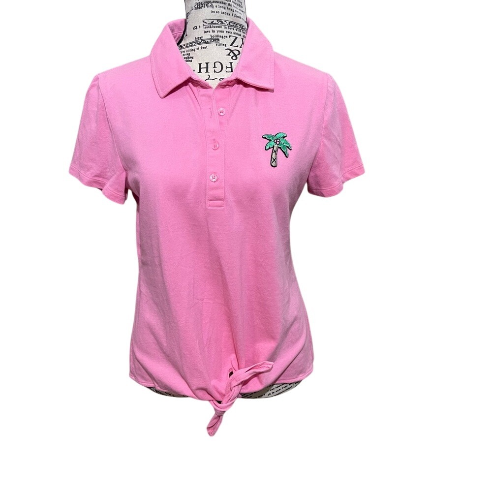 Talbots Pink Polo Style Shirt with Palm Tree Embroidery
Iowa